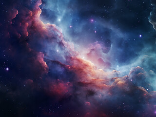 Radiant cosmic nebulae bright in the cosmos. AI Generation.
