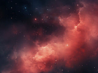 Obraz premium Cosmic nebulae red dance across the universe. AI Generation.