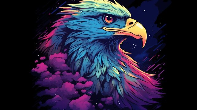 An eagle t-shirt design capturing a moment of hunting.Generative AI
