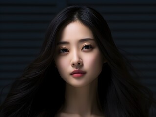 Fototapeta premium a close up of a woman with long hair Generative AI