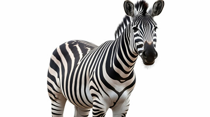 Closeup shot of a zebra on a white background