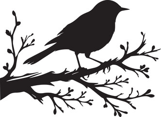 Bird on branch EPS Vector Bird on branch Clipart Bird on branch Silhouettes
