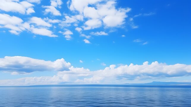 a large body of water with clouds in the sky Generative AI