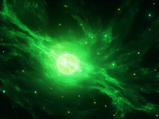Obraz na płótnie Canvas Stunning Solar Storm Green amid the cosmos. AI Generation.