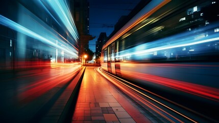 Fototapeta na wymiar a blurry picture of a city street at night Generative AI