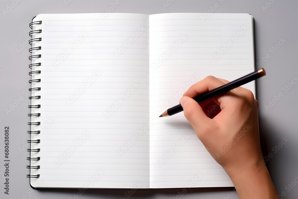 Aufkleber a person writing in a notebook with a pen generative ai