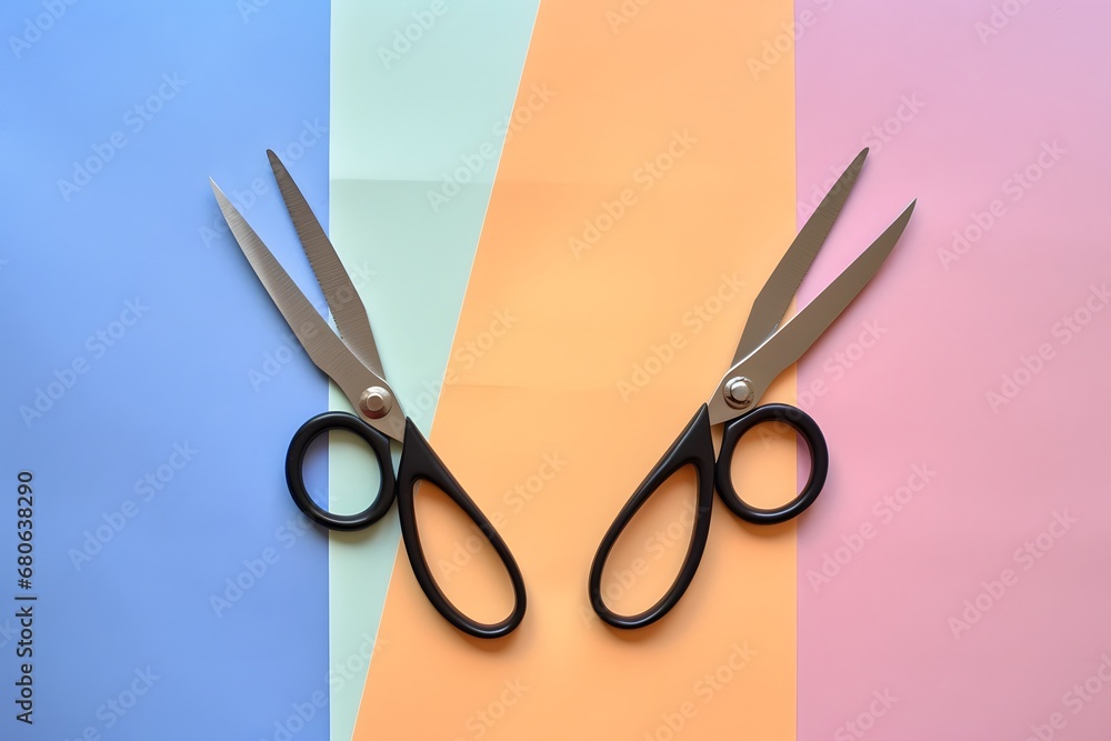 Poster a pair of scissors sitting next to each other generative ai