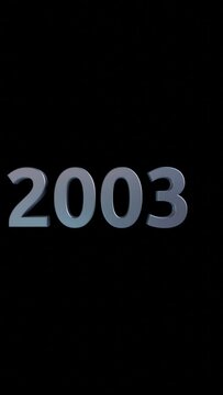 Vertical video 2000 to 2024 year falling digits countdown animation