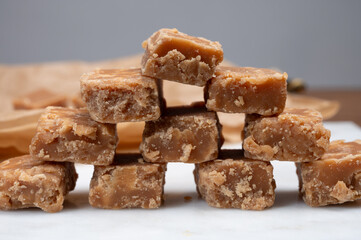 American sweets, homemade butter fudges, confection made by mixing sugar, butter and milk