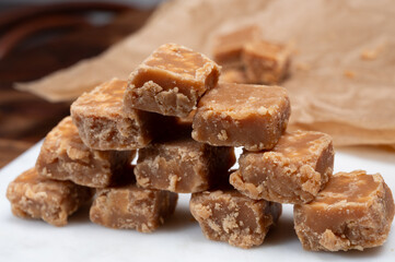 American sweets, homemade butter fudges, confection made by mixing sugar, butter and milk