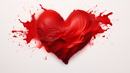 A red heart-shaped figure is placed solo on a pristine canvas.