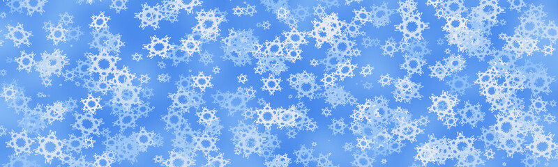 Random falling snow flakes wallpaper. Snowfall dust freeze sky, blue background. Many snowflakes February vector. weather white teal. Many snowflakes January winter theme, Christmas and New Year idea
