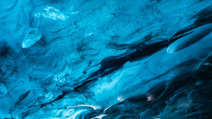 Iceland. Ice as a background. Vatnajokull National Park. Inside view of the ice cave. Winter...