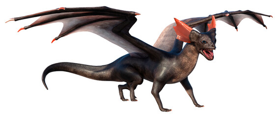 3D Rendering Fairy Tale Dragon on White