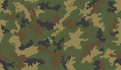 Seamless green pixel camouflage pattern. Military and hunting fabric patterns ,vector illustration.