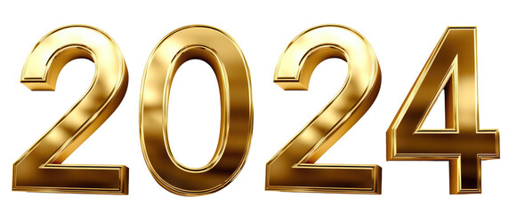 3d illustration of 2024 in golden letters
