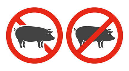 No Pork or No Pigs Vector Icon or Sign Isolated on White Background