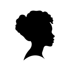 Woman head black icon on white background. Woman head silhouette