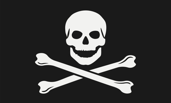 Skull and Crossbones, Jolly Roger, Pirate's Flag, Vector Illustration
