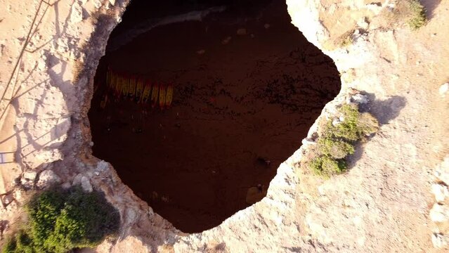 Aerial view of the Benagil Cave in Portugal