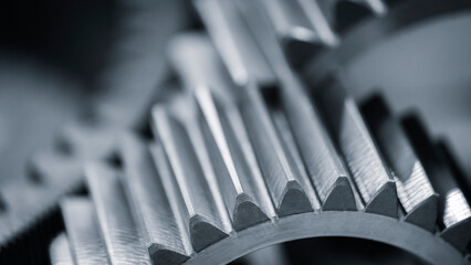 Machine Gears,  gear wheels close-up, industry concept background