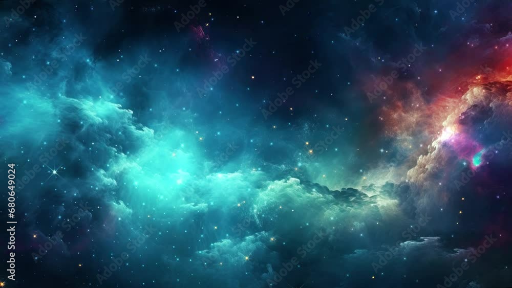 Wall mural galaxy and nebula. flying over the blue planet. abstract space background. endless universe with sta