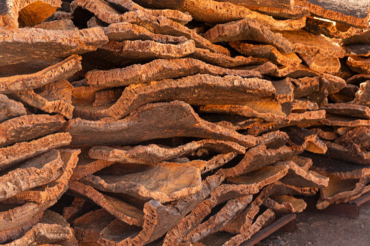 Trozos de corcho en planchas.