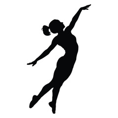 Girl Gymnast Silhouette on White