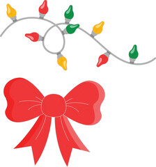 Lights with red ribbon vector 
