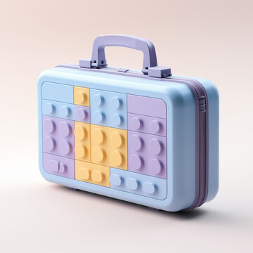 suitcase,travel,blocks,pastel color,purple,orange,crem,blue
