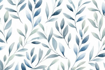 Abstract pattern background with blue tree leaves. Watercolor style