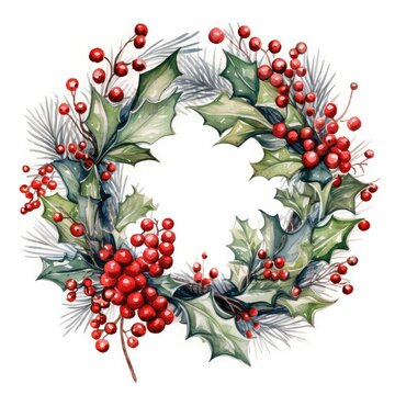 christmas holly wreath