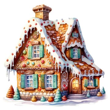 christmas house with snow