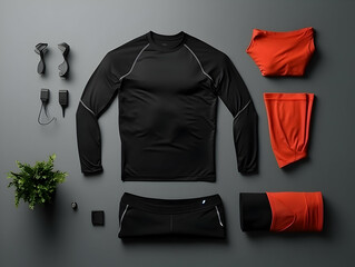 Body builder man fitness suit mockup, 3D man fitness suit mockup presentation, male gym and sport suit mockup, ai generated photo - obrazy, fototapety, plakaty