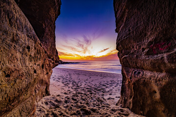 sunset ocean cliffs - obrazy, fototapety, plakaty