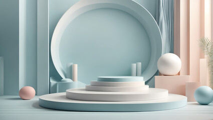 Ethereal Geometry: A Pastel Dreamscape in 3D