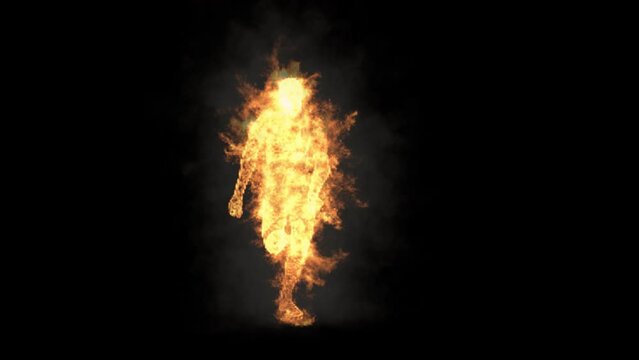 Character Fire,Animation dancing burning, Ghost halloween. With Alpha Channel