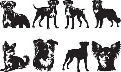Dog Silhouettes Dog Clipart Dog Vector Dog Collection