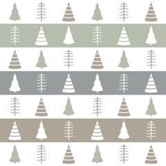 Fototapeta premium Simple Christmas Trees Pattern with Stripes