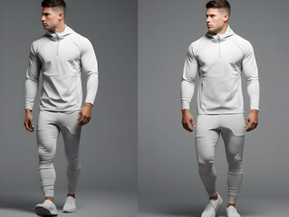 Body builder man fitness suit mockup, 3D man fitness suit mockup presentation, male gym and sport suit mockup, ai generated photo