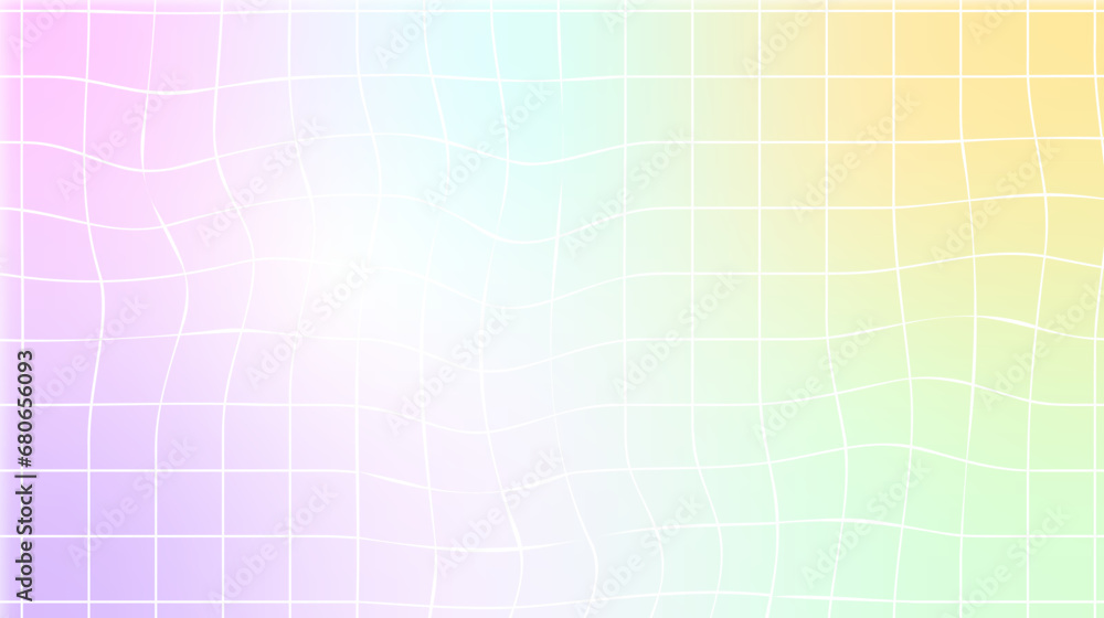 Poster Abstract y2k wallpaper, Iridescent gradient. Mesh gradient background in soft pastel colors. Groovy retro style