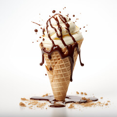 Ice Cream Melting cream falling from cone