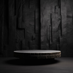 dark product mockup background with stone podium