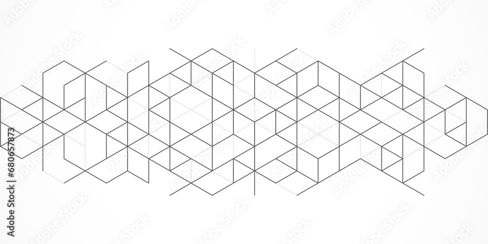 Wall mural abstract geometric background with isometric blocks, polygon shape pattern