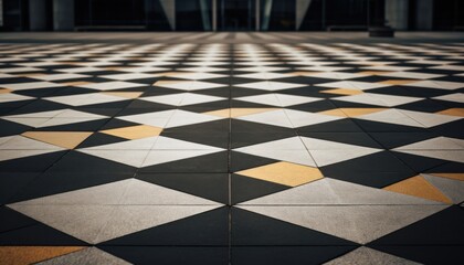 A Classic Checkerboard Floor with Striking Yellow Squares