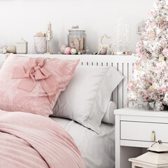 Christmas interior of a bedroom