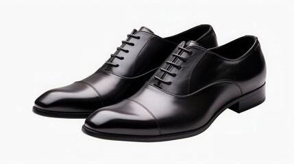 isolated black shoes, men, dress shoe, black leather, copy space, 16:9