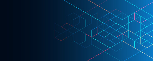 Abstract geometric background with isometric digital blocks. Blockchain concept and modern technology