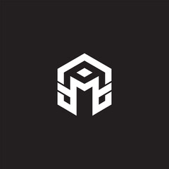 Modern monogram initial letter M N logo