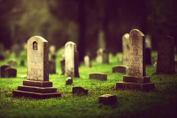 Tombstones on a graveyard, Close-up